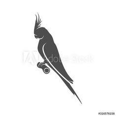 a black and white silhouette of a parrot on a skateboard