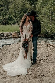 #ranchwedding #montanawedding #countrybride Cow Renewal Dress, Western Romance Wedding, Wedding Western Dress, Western Mountain Wedding, Montana Wedding Dress, Ranch Wedding Dress, Western Wedding Dress