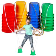 PRICES MAY VARY. Enhance Balance and Color Recognition: these walking bucket stilts help train and improve teens' ability of balance, coordination and concentration when playing the stilts games; Besides, the bright colors can improve students' ability of color recognition Sufficient Quantity and Proper Size: there are 12 pairs of balancing stilts in the package (24 pcs total), designed in 4 different colors, including red, yellow, green and blue, 3 pairs for each color; Bottom diameter is appro Outdoor Obstacle Course, Obstacle Course Games, Physical Activities For Toddlers, Preschool Playground, Playground Indoor, Kids Yard, Playground Toys, Gross Motor Activities, Simple Machines