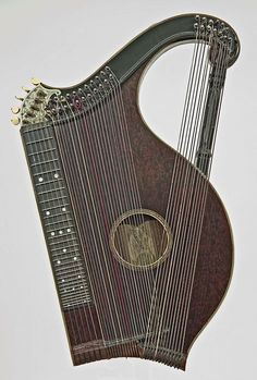 a close up of a musical instrument on a white background with no people around it