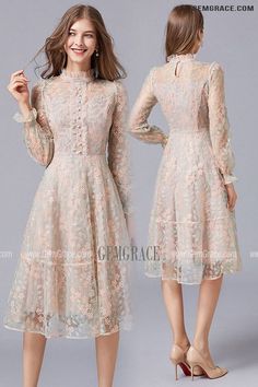 10% off now|Free shipping world-wide. L-5XL Lovely Embroidered Knee Length Tulle Party Dress with Long Sleeves at GemGrace. Click to learn our pro custom-made service for wedding dress, formal dress. View #WeddingGuestDresses for more ideas. Spring Lace Patchwork Dress For Banquet, Long Sleeve Midi Dress For Spring Banquet, Spring Long Sleeve Midi Dress For Banquet, Spring Wedding Long Sleeve Dress, Spring Long Sleeve Dress For Banquet, Pink Long Sleeve Lace Dress For Evening, Long Sleeve Midi Dress With Lace Patchwork For Party, Spring Midi Lace Dress For Banquet, Embroidered Lace Midi Dress For Party