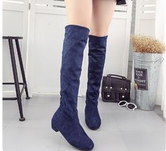 Over the Knee Suede Winter Boots on Storenvy Thigh High Heels, Womens High Boots, Buy Boots, Fall Boots, Spring Boots, Round Toe Shoes, Slip On Boots, Boots Women Fashion, Long Boots