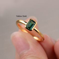 This is a gorgeous handmade creation. Its beauty is its simplicity & Elegance.  The 4*6mm emerald cut lab emerald is crafted in vermeil sterling silver. It is available to customized, if you have any mind, just let me know, we will discuss with it. All item is sent in a beautiful gift box You can realize more lovely stuff clicking the link https://www.etsy.com/shop/knightjewelry?refshopsection_shophome_leftnav Please leave the correct address and you PHONE NUMBER for delivering successfully. Minimalist Gold Emerald-cut Jewelry, Minimalist Gold Emerald Cut Jewelry, Dainty Emerald Cut Gold Rings, Minimalist Emerald Cut Gold Jewelry, Minimalist Emerald Cut Birthstone Ring With Bezel Setting, 14k Gold Emerald Ring Radiant Cut For Gift, 14k Gold Emerald Ring Radiant Cut, 14k Gold Radiant Cut Emerald Ring Gift, Radiant Cut Emerald Ring In 14k Gold