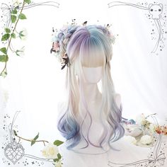 Accessories not included. Wig Material Wig Length(cm)(inch) Max Heat Temperature(F)(C) High Temperature Synthetic 60/23.62 180*F/82*C Спонж Beauty Blender, Harajuku Wigs, Pastel Wig, Kawaii Wigs, Pelo Anime, Anime Wigs, Long Curly Wig, Cosplay Hair, Kawaii Hairstyles