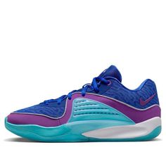 the nike zoom basketball shoe in blue and purple is on sale for $ 599