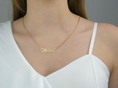 "Custom Name Necklace - Personalized Name Necklace - Silver Name Necklace - Mama Necklace - Gift for Her - Mothers Day Gift - Gift For Her All of our products are made of high quality 925 Sterling Silver. These necklaces beautifully catch the light and leave a gleaming impression! Energetic, unique, and wonderfully dynamic. Like you, our Necklace is full of personality! It makes for a glorious gift or a personal treat for yourself. Chain type; Box Cable Style Chain Lenght; 14\", 16\",18\", 20\" Elegant Name Necklace For Gifts, Classic Name Necklaces For Gifts, Name Necklace For Wedding Gift, Personalized Name Jewelry As A Gift, White Jewelry With Names For Gifts, Engraved Name Necklace As A Gift, Elegant Jewelry With Names For Birthday, Elegant Jewelry With Names, Elegant Birthday Jewelry With Names