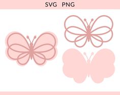 the silhouettes of two butterflies are shown on a white and pink background with text that reads svg png