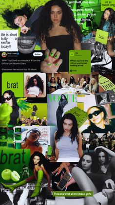 Charli xcx, Charli, brat, moodboard, collage, wallpaper, messy, trashy, lyrics, music, aesthetic, remix, party, vibe, scrapbook, brat summer, art, green, black, white, silver Brat Wallpapers Charli, Charli Xcx Aesthetic Wallpaper, Brat Aesthetic Outfit, Charli Xcx Concert Outfit, Brat Girl Aesthetic, Charlie Xcx Aesthetic, Brat Poster Charli, Charli Xcx Wallpaper