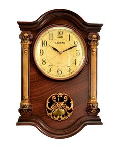 a wooden clock with roman numerals on it