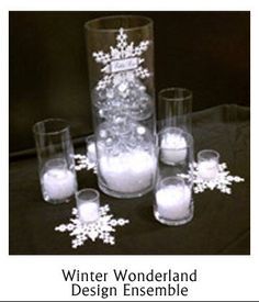 winter wonderland design ensemble with candles and snowflakes