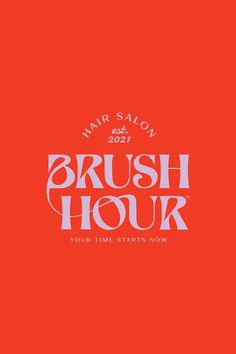 the brush hour logo on a red background