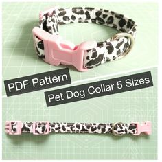 two different dog collars are shown with the same pattern on them and one is pink