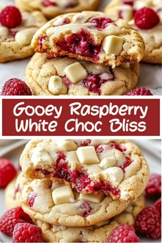 gooey raspberry white choc bliss cookies