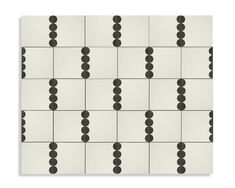 black and white tiles with circles on them, arranged in an orderly pattern against a white background