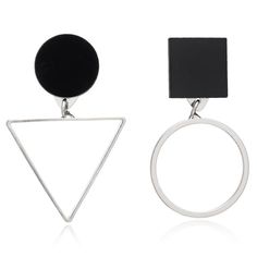 Stylish Geometric Earring - Men & women apparel Minimalist Metal Clip-on Earrings For Party, Modern Geometric Pierced Earrings, Modern Circular Earrings For Party, Modern Triangle Earrings For Party, Trendy Black Clip-on Earrings, Trendy Triangle Earrings, Modern Geometric Nickel-free Earrings, Modern Geometric Metal Hoop Earrings, Trendy Single Circle Earring