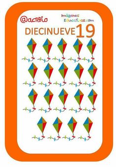 an orange and green sticker with different colored kites on it