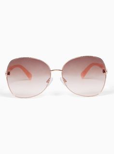 Ombre lenses will have you stylish all summer especially because these sunglasses are framed by rose gold-tone metal frames. Enjoy the sunshine! 100% UV protection. Adjustable nose pads. Man-made materials. Imported . The best plus size women's blush & rose gold-tone metal sunglasses eyewear in pink. Modern Rose Gold Sunglasses With Gradient Lenses, Modern Metal Sunglasses For The Beach, Modern Metal Sunglasses For Beach, Rose Gold Trendy Sunglasses For Summer, Trendy Metal Sunglasses For Spring, Metal Frame Sunglasses For Summer, Summer Metal Frame Sunglasses, Trendy Rose Gold Sunglasses For Summer, Trendy Metal Frame Cat Eye Sunglasses For Spring