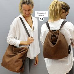 Sale!! leather backpack Crossbody convertible #leatherbackpack #leatherbags #backpackpurse #backpackcrossbody #leathercrossbody #softleatherhobo #crossbodybackpack #hobobackpack #brownleatherbag #womanbackpack #convertiblebackpack #leathershoulderbag #graybackpack Backpack For Laptop, Convertible Backpack Purse, Women Backpack Travel, Grey Shoulder Bag, Leather Laptop Backpack, Leather Hobo Handbags, Leather Weekender Bag, Brown Leather Backpack, Leather Backpack Purse