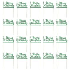 merry christmas cake toppers with green frosting on white paper, set of 12