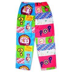 Fun Cotton Bottoms For School, Playful Bottoms With Elastic Waistband For School, Playful Multicolor Machine Washable Bottoms, Fun Multicolor Bottoms For School, Fun Pink Bottoms With Elastic Waistband, Multicolor Patchwork Pants For Loungewear, Fun Multicolor Cotton Pants, Multicolor Cotton School Bottoms, Fun Multicolor Bottoms For Loungewear