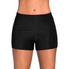 Black Swim Shorts For Women Are Made Of Comfortable, Breathable, And Stretch-Friendly Material That Is Gentle On The Skin. The Inner Lining Ensures A Good Fit, Making Them Comfortable For All-Day Wear. The Mid Waist Womens Tankini Bottoms Help With Tummy Control And Create A Leaner Silhouette Under Each Tankini. The Built-In Front Lining Of The Swimsuit Bottoms Ensures They Are Not See-Through, And The Elastic Waist Makes Them Comfortable To Wear. You Can Pair These Simple Solid Swim Bottoms Wit Womens Swim Shorts, Swim Shorts For Women, Black Swim Shorts, Shaping Swimwear, Swim Shorts Women, White Bathing Suit, Sports Crop Tops, Tops Short Sleeve, Plunging One Piece Swimsuit