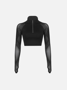 Mesh Nipped Waist Long Sleeve T Shirts - Anagoc Dance Style Outfits, Top Streetwear Brands, Outfits Y2k, Shein Outfits, Static Electricity, Clothing Details, Dance Fashion, Outfit Goals, Casual Style Outfits