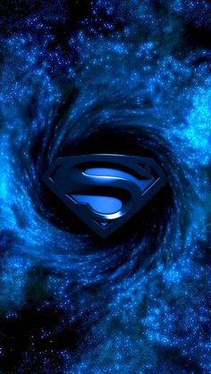 superman logo in the center of a black hole