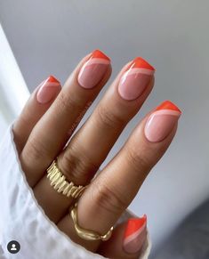 Nails Summer Orange, Orange Nails Almond, Nails Acrylic Orange, Orange Nails Acrylic, Orange Nails Summer, Nail Art Orange, Orange Nail Art, Orange Acrylic Nails