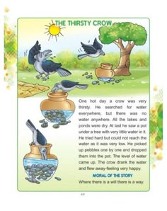 the first crow story is shown in this children's book, which features pictures of birds