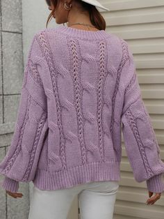 Our Zinny Knit comes in natural lavender colour. Fashion meets comfort in this cosy knit top that features a oversize round neckline and long balloon sleeves for a roomy fit. Pair with jeans for a lazy day outfit or complete the look with our Jady Rose Heels. Size Guide: Ambre is 5’2” tall, and has a 33.2” bust, 24.5”waist, & 36.7” hips. She is wearing a S / US 4 / AU 8. This sweater is true to size. Feature: Round neckline. Comfortable fit. Easy wear. Long sleeves. Material: 90% Acrylic, 10% Wo Casual Soft Knit Sweater With Balloon Sleeves, Casual Textured Knit Sweater With Balloon Sleeves, Casual Sweater With Textured Knit And Balloon Sleeves, Casual Knit Sweater With Balloon Sleeves, Lavender Knit Sweater For Fall, Lavender Crew Neck Sweater For Fall, Lavender Long Sleeve Sweater For Winter, Lavender Long Sleeve Winter Sweater, Purple Knit Crew Neck Sweater