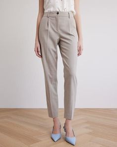 Elevate your seasonal wardrobe with these mid-rise pants featuring a classic straight ankle leg for an effortlessly chic and modern style. Matching blazer available.   Fit & Cut - Straight leg - Mid-rise - 26.5" inseam (size 8)  Design Details - Stretch woven fabric - Front zipper closure  - Elastic waistband at back - Side pockets and buttoned welt pockets at back - Ankle length Seasonal Wardrobe, Suit Pant, Ankle Pants, Style Moderne, Welt Pockets, Welt Pocket, Ankle Length, Front Zipper, Design Details