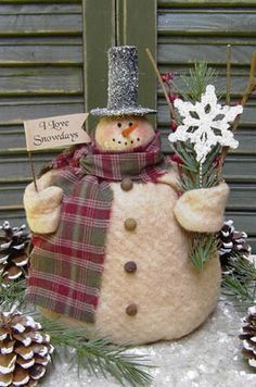 a snowman with a hat and scarf