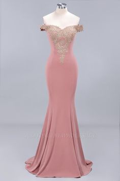 Charming Off The Shoulder Cheap Bridesmaid Dresses Mermaid Lace Appliques Sexy Evening Dress | www.babyonlinewholesale.com Fitted Pink Mermaid Dress For Homecoming, Stretch Pink Dresses With Mermaid Hem, Pink Stretch Dresses With Mermaid Hem, Pink Fitted Bridesmaid Dress For Banquet, Stretch Mermaid Dress With Sweep Train For Prom, Pink Mermaid Hem Homecoming Dress, Pink Mermaid Hem Dress For Homecoming, Pink Mermaid Homecoming Dress, Pink Mermaid Dress For Bridesmaid At Prom