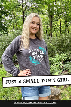 Just a Small Town Girl graphic crew neck sweatshirt is perfect for women of any age or era. Whether you remember the popular Journey song from the 80's or you are proud to hail from a small town, are a farm girl or just enjoy the country life, our soft, lightweight sweatshirt will be super cool. This popular Small Town Girl shirt features gorgeous feathers around the cool font. Perfect for the woman who loves her hippie chick, gypsy soul style. Gorpcore Fashion, Catalog Request, Christmas T Shirt Design