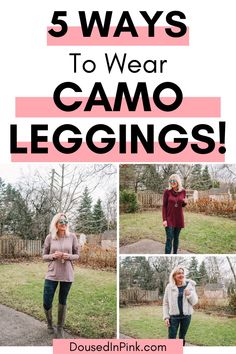 Best camo leggings outfit ideas! How to wear camo leggings: Wear camp leggings to work, camo leggings casual outfits, and camp pants for winter! Outfit ideas for women! Outfit With Camo Leggings, Camp Leggings Outfit, Grey Camo Leggings Outfit, Green Camo Leggings Outfit, What To Wear With Lululemon Camo Leggings, Dark Camo Leggings Outfit, Colored Leggings Outfit