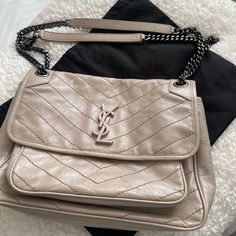 Ysl Niki Medium Chain Bag. Tanned Leather. Original. In Perfect Configuration Like Brad New. 100% Authentic Ysl Niki Medium, Saint Laurent Handbags, Saint Laurent Bags, Yves Saint Laurent Bags, Chain Bag, Chain Bags, Tan Leather, Yves Saint Laurent, Messenger Bag