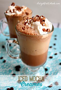 iced mocha cremes with whipped cream on top