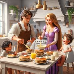 the princess and prince are preparing breakfast together