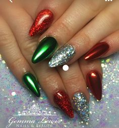 Glitter Chrome Nails, Christmas Nails Chrome, Chrome Christmas Nails, Chrome Christmas, Nails Chrome, Chrome Nails Designs, Colorful Nail