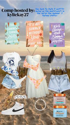 an advertisement for summer clothing on the beach