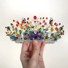 Rainbow crown, Rainbow headpiece, LGBT accessories, LGBT cro - Inspire Uplift Pride Hair Accessories, Rainbow Flower Crown, Rainbow Headpiece, Rainbow Crown, Rainbow Accessories, Hanging Craft Ideas, Beaded Crown, Diy Crown, Hanging Craft