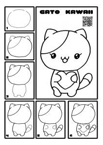 an animal coloring page with the instructions for how to draw cute kawaia characters