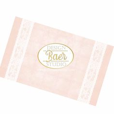 a pink and white business card with the words design baer studio on it