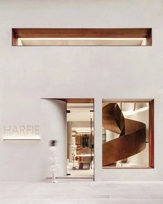 the entrance to harfle's new store is shown