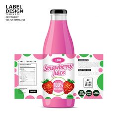 a bottle of strawberry juice with label on it