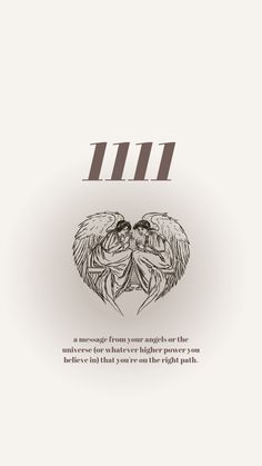 two birds with their heads touching each other's foreheads and the words 11 11 are