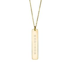 Vertical Name Bar Pendant in Gold Vermeil | Eve's Addiction® Coordinates Jewelry, Vertical Bar Necklace, Family Tree Necklace, Bar Jewelry, Necklace For Her, Bar Gifts, Photo Necklace, Gold Bar Necklace, Photo Pendant