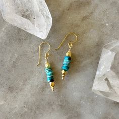 by Robindira Unsworth Handmade at our design studio in California 14k gold vermeil Turquoise Drop: 1.75" Style No. E1431-G Turquoise Drop Earrings, Gold Vermeil Jewelry, Vermeil Jewelry, Labradorite Ring, Crown Jewels, Oxidized Sterling Silver, Turquoise Earrings, Wire Wrap, Cleaning Jewelry