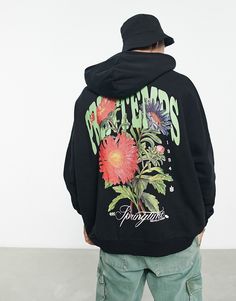 Cool Oversized Hoodies, Black Hoodie Print Ideas, Hoodies Print Design, Back Hoodie Design, Hoodie Back Design, Dark Hoodie, Nike Vintage, Winter Party Dress, Long Sleeve Floral Dress