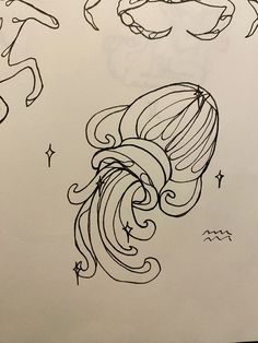 some drawings of different hair styles and shapes on a piece of paper with writing in it